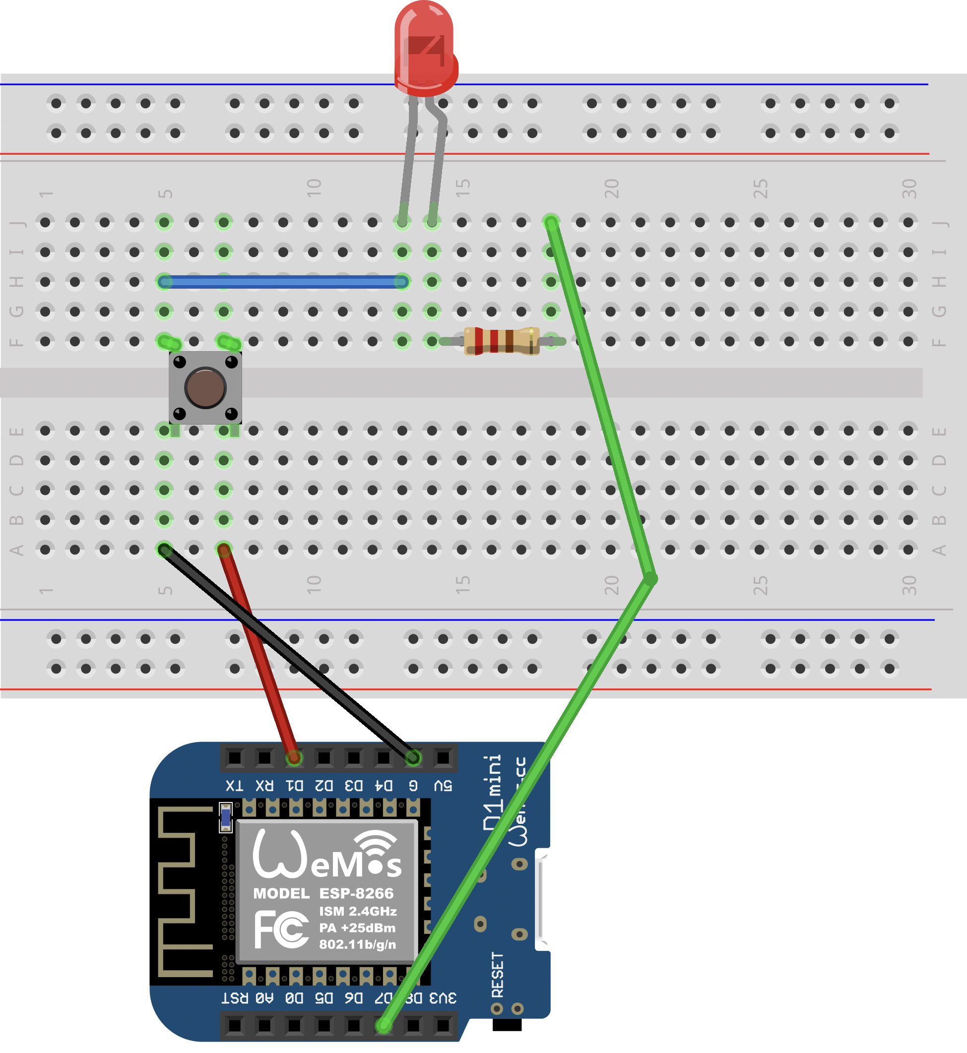 Schaltplan Button und LED