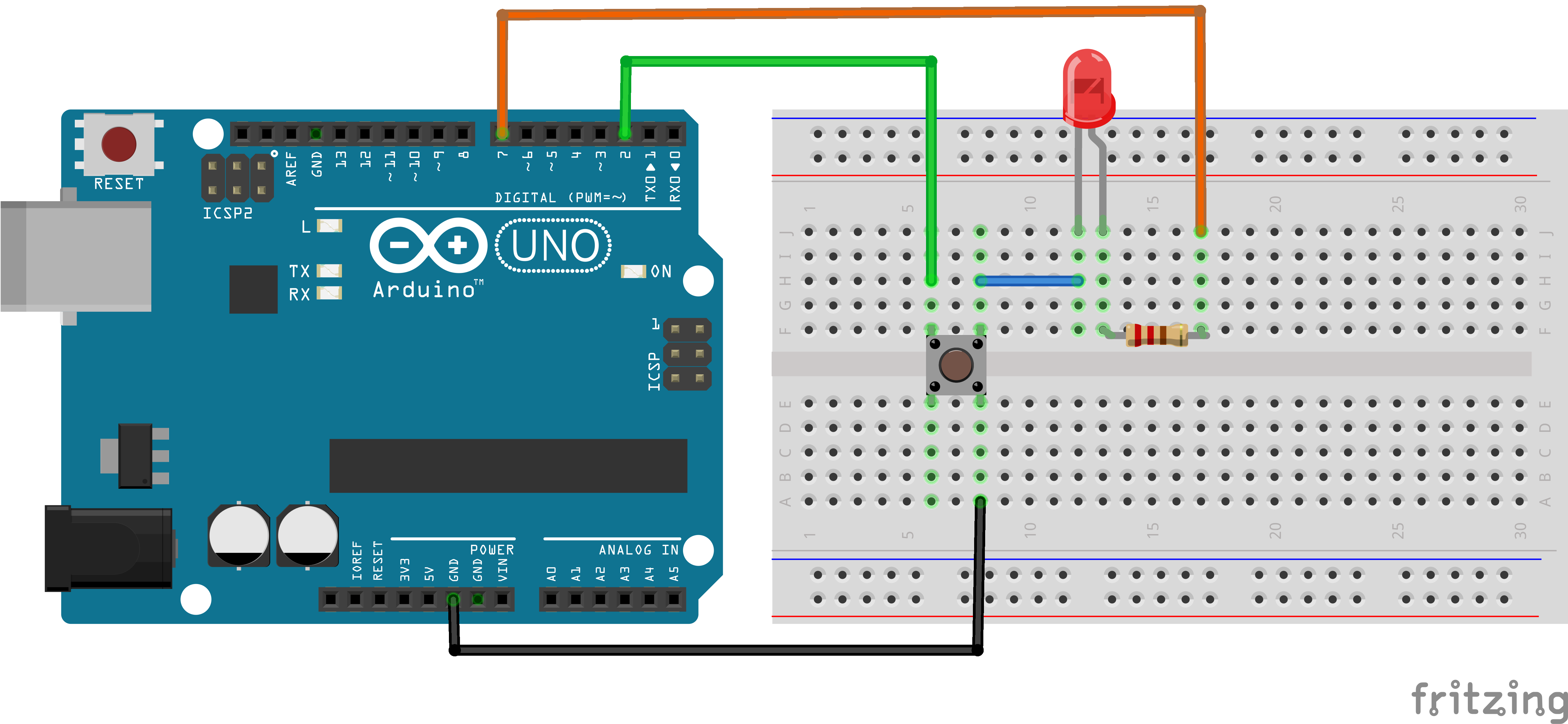 Schaltplan Button und LED